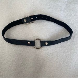 Authentic Leather Choker w/ Silver Ring